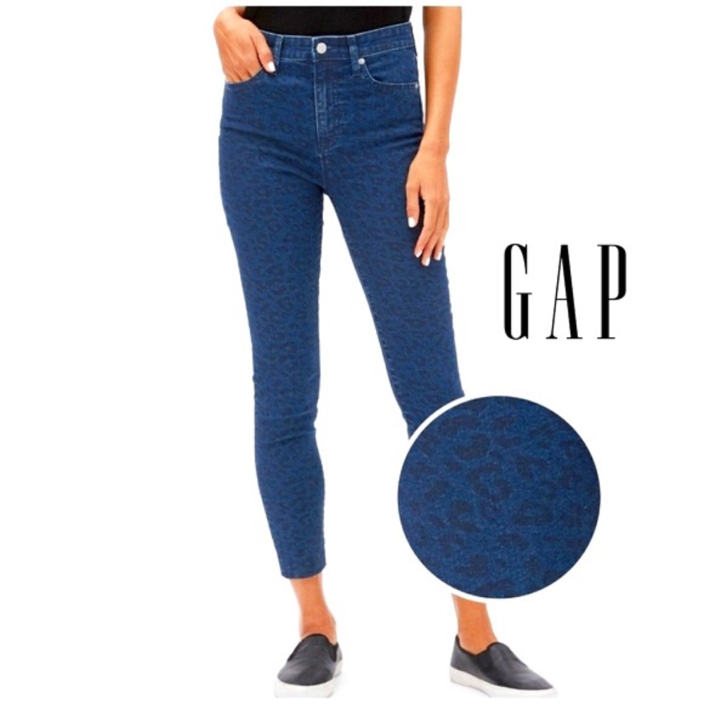 NWT GAP Animal Print Legging Skimmer Blue Jeans